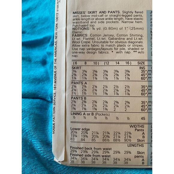 Vogue sewing pattern 9303 pants skirt pockets size 12 14 - Picture 5 of 6